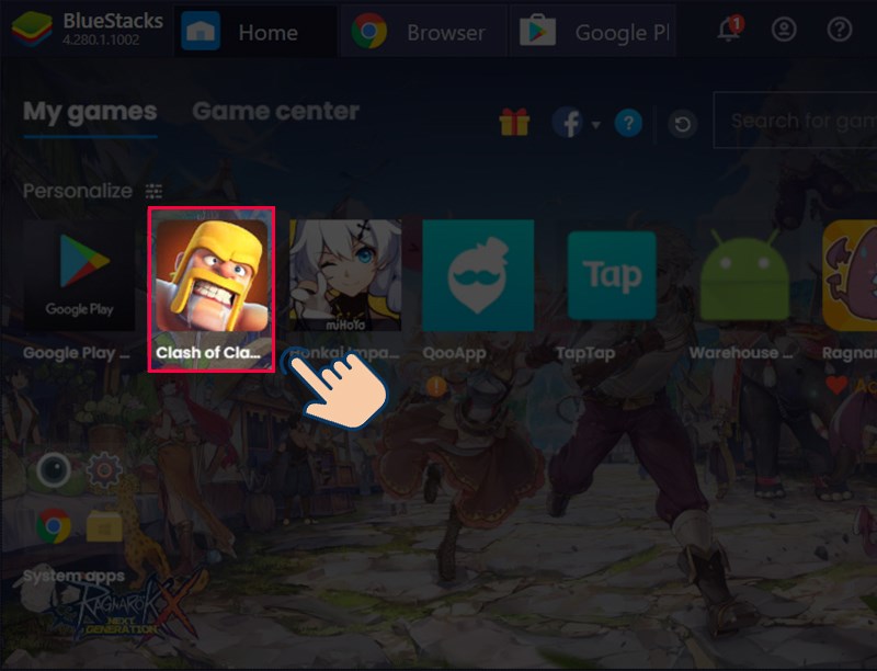 Nhấn v&agrave;o game để bắt đầu trải nghiệm