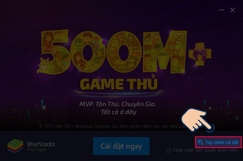 nhấn v&agrave;o T&ugrave;y chỉnh c&agrave;i đặt