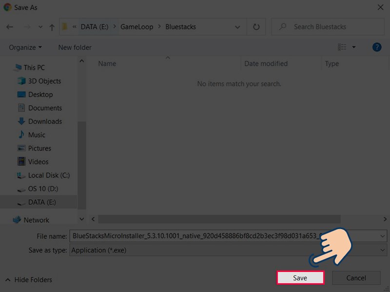 Chọn thư mục lưu file c&agrave;i đặt > Nhấn Save. 