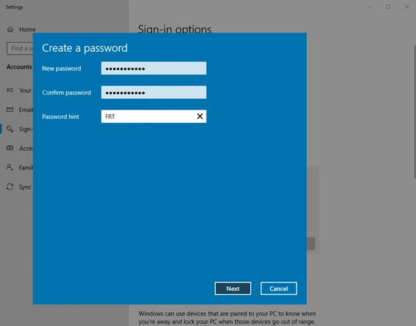 C&agrave;i mật khẩu m&aacute;y t&iacute;nh Win 10 bằng Settings