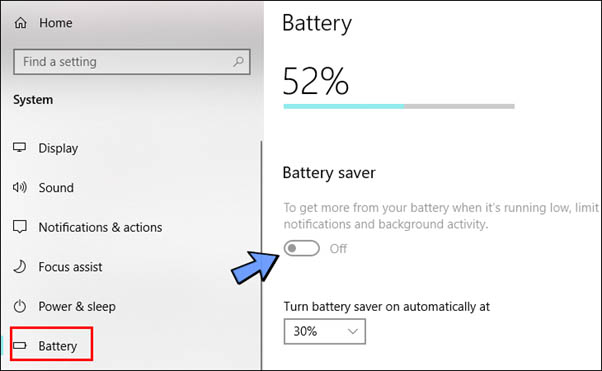 Thiết lập chế độ nguồn thấp cho thiết bị Laptop
