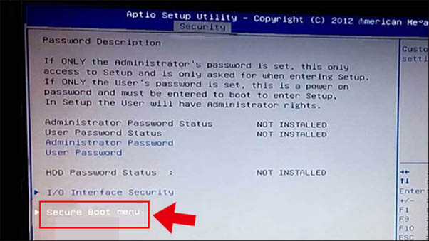 Thực hiện tắt Secure Boot