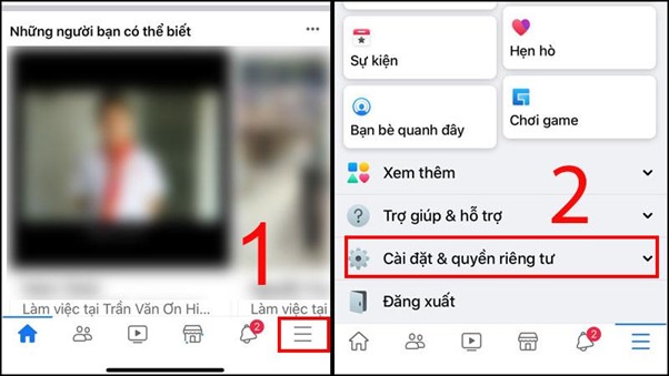 lựa chọn C&agrave;i đặt v&agrave; quyền ri&ecirc;ng tư